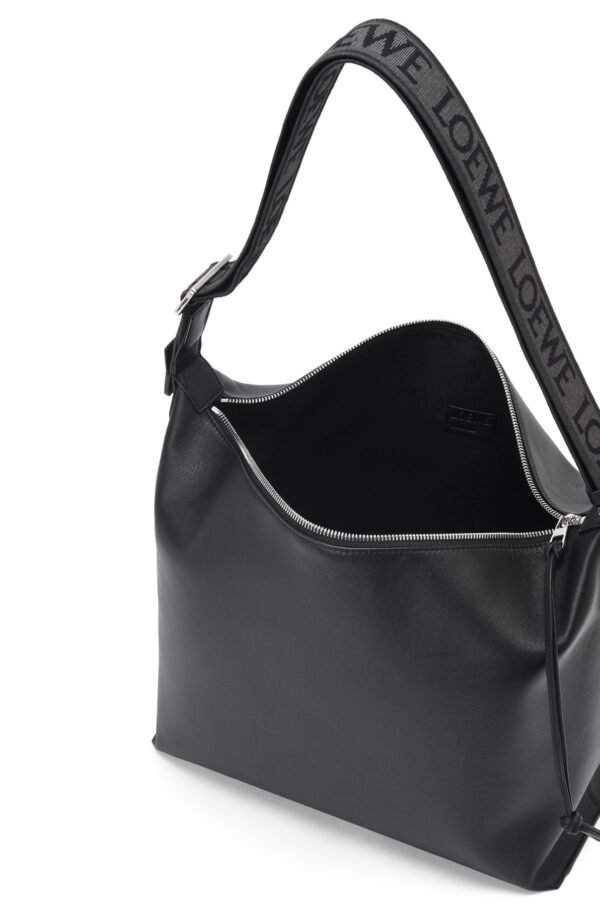 Soft and smooth cowhide and jacquard fabric handbag - Image 9