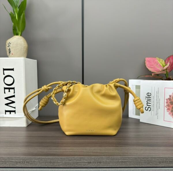 Soft Nappa Sheep Leather Flamenco Purse Lucky Bag Yellow - Image 12